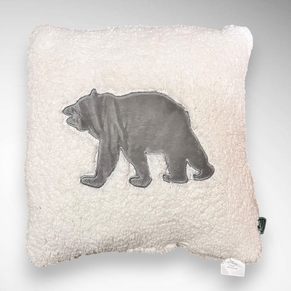 WOOLRICH Bear White 18 Inch Square Berber Decorative Throw Pillow